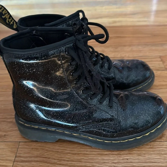 Dr Martens sz 2 patent leather glitter side zip boots wear shown good condition - Picture 5 of 10
